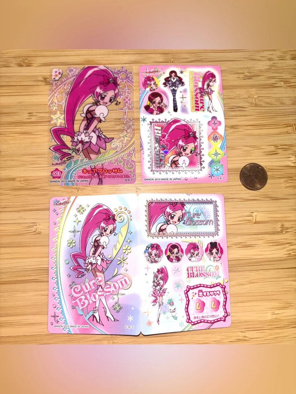 Rare 2010 heartcatch precure glitter card, glitter and non glitter sticker sheet